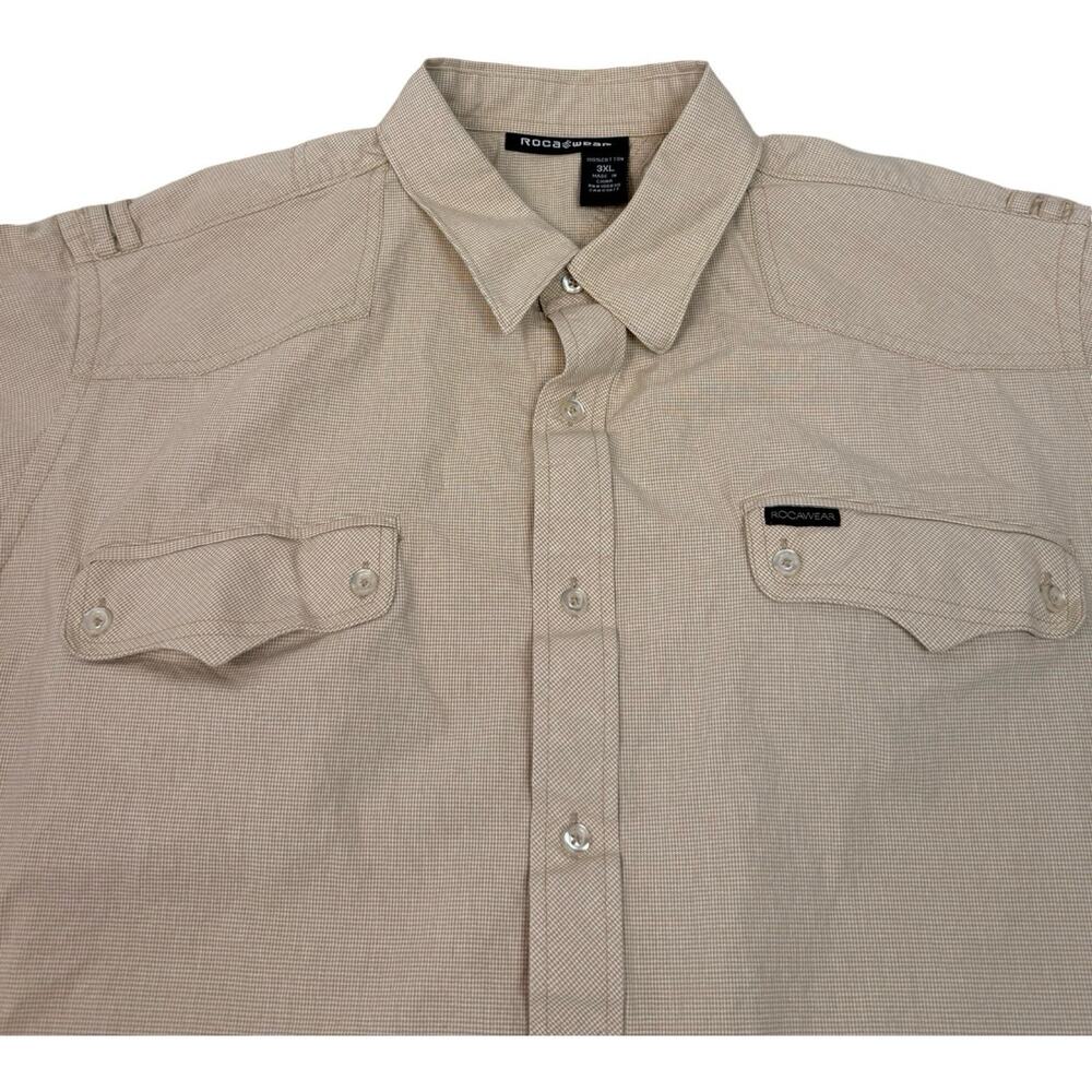 Rocawear Men's Shirt Size 3XL Long Sleeve Button Up Brown Chest Flap Pockets